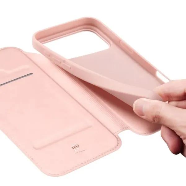 Чехол-книжка Dux Ducis с карманом для визиток для Apple iPhone 17 Pro Max (6.9") — Rose Gold — фото 4 Чехол-книжка Dux Ducis с карманом для визиток для Apple iPhone 17 Pro Max (6.9") — Rose Gold — фото 4
