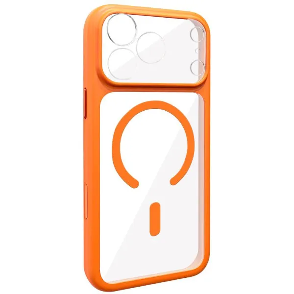 Чехол TPU+PC GETMAN Moon Clear with Magnetic Fit для Apple iPhone 17 Pro Max (6.9") — Оранжевый Чехол TPU+PC GETMAN Moon Clear with Magnetic Fit для Apple iPhone 17 Pro Max (6.9") — Оранжевый