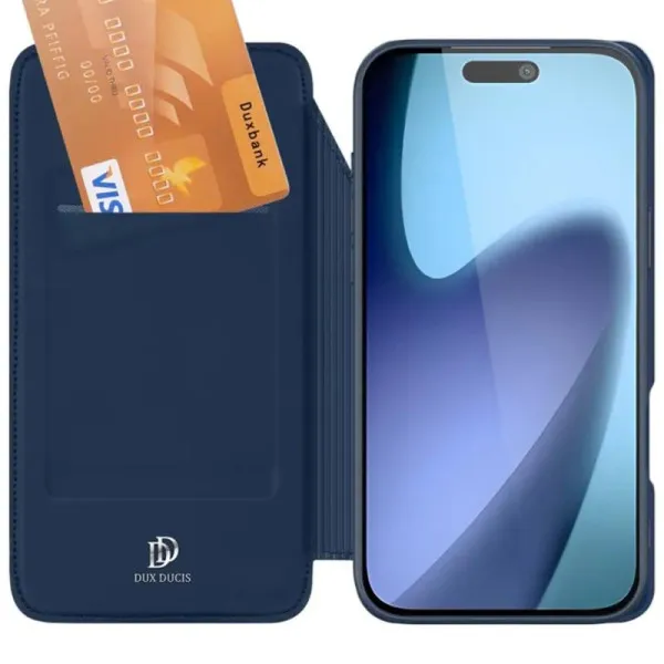 Чохол-книжка Dux Ducis з кишенею для візиток для Apple iPhone 17 Pro Max (6.9") — Синій — фото 3 Чохол-книжка Dux Ducis з кишенею для візиток для Apple iPhone 17 Pro Max (6.9") — Синій — фото 3