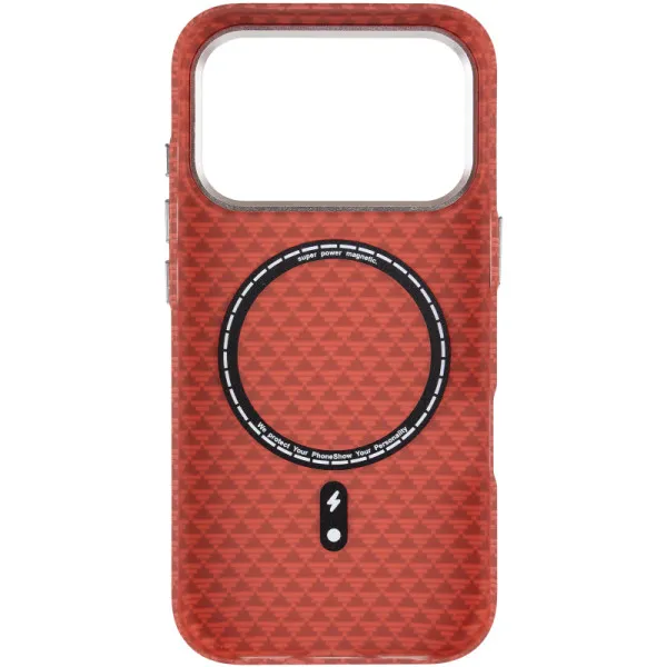 Чехол TPU+PC KVZV Triangular Pattern with Magnetic Fit для Apple iPhone 17 Pro / 18 Pro (6.3") — Красный — фото 3 Чехол TPU+PC KVZV Triangular Pattern with Magnetic Fit для Apple iPhone 17 Pro / 18 Pro (6.3") — Красный — фото 3