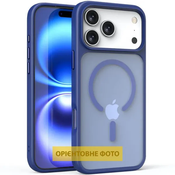 TPU+PC чохол Metal Buttons with Magnetic Fit для Apple iPhone 17 (6.3") — Синій — фото 5