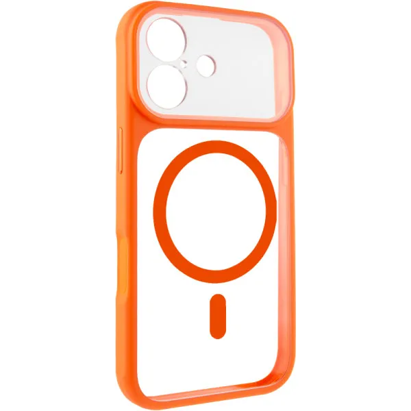 Чохол TPU+PC GETMAN Moon Clear with Magnetic Fit для Apple iPhone 17 (6.3") — Помаранчевий — фото 2 Чохол TPU+PC GETMAN Moon Clear with Magnetic Fit для Apple iPhone 17 (6.3") — Помаранчевий — фото 2