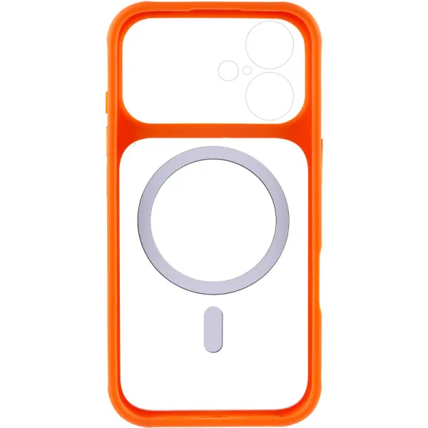 Чохол TPU+PC GETMAN Moon Clear with Magnetic Fit для Apple iPhone 17 (6.3") — Помаранчевий — фото 4 Чохол TPU+PC GETMAN Moon Clear with Magnetic Fit для Apple iPhone 17 (6.3") — Помаранчевий — фото 4