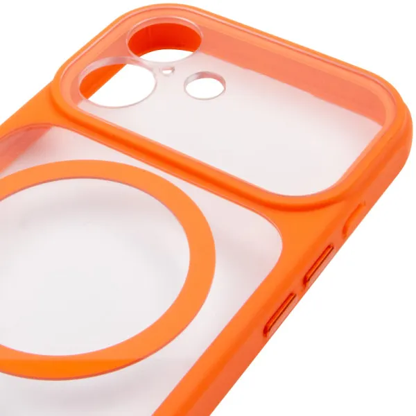 Чохол TPU+PC GETMAN Moon Clear with Magnetic Fit для Apple iPhone 17 (6.3") — Помаранчевий — фото 5 Чохол TPU+PC GETMAN Moon Clear with Magnetic Fit для Apple iPhone 17 (6.3") — Помаранчевий — фото 5