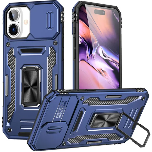 Ударопрочный чехол Camshield Army Ring для Apple iPhone 17 (6.3") — Синий Ударопрочный чехол Camshield Army Ring для Apple iPhone 17 (6.3") — Синий
