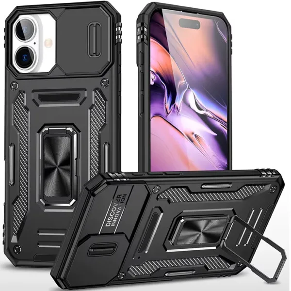 Ударопрочный чехол Camshield Army Ring для Apple iPhone 17 (6.3") — Черный Ударопрочный чехол Camshield Army Ring для Apple iPhone 17 (6.3") — Черный