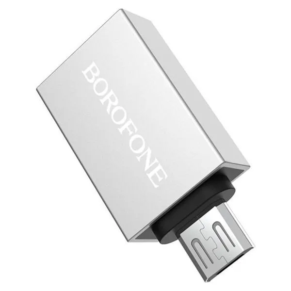 Переходник Borofone BV2 OTG to MicroUSB — Серебряный — фото 2 Переходник Borofone BV2 OTG to MicroUSB — Серебряный — фото 2