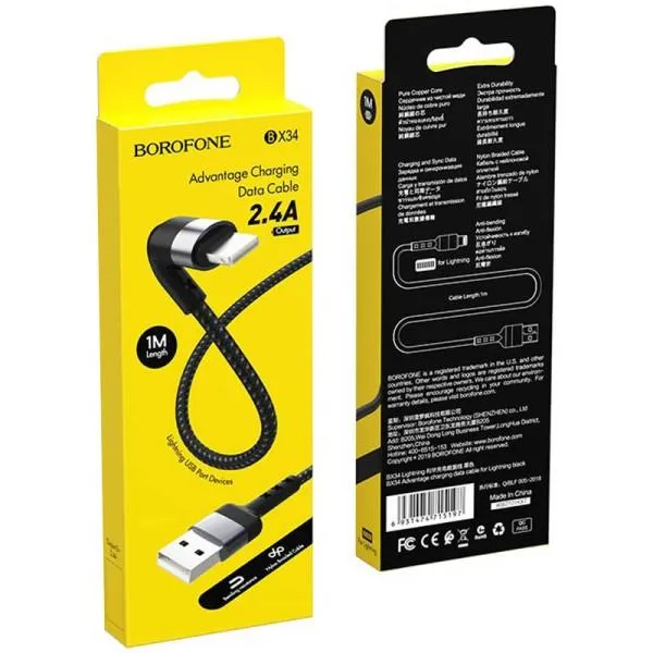 Дата кабель Borofone BX34 Advantage USB to Lightning (1m) — Черный — фото 5 Дата кабель Borofone BX34 Advantage USB to Lightning (1m) — Черный — фото 5