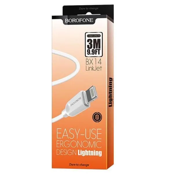 Дата кабель Borofone BX14 USB to Lightning (3m) — Білий — фото 5 Дата кабель Borofone BX14 USB to Lightning (3m) — Білий — фото 5