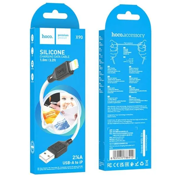Дата кабель Hoco X90 Cool silicone USB to Lightning (1m) — Белый — фото 5