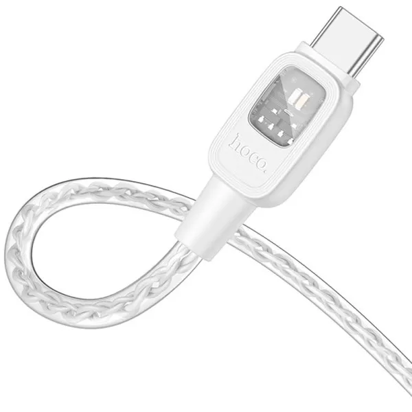 Дата кабель Hoco U124 Stone silicone power-off 60W Type-C to Type-C (1.2m) — Серый — фото 3