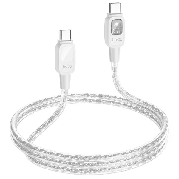 Дата кабель Hoco U124 Stone silicone power-off 60W Type-C to Type-C (1.2m) — Серый — фото 4
