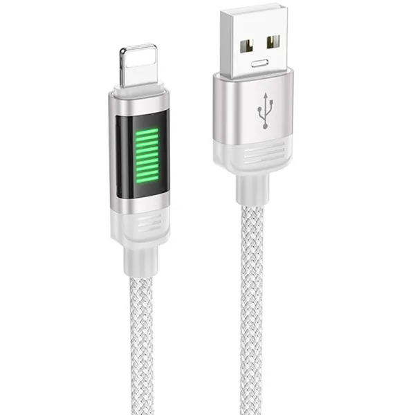 Дата кабель Hoco U126 Lantern 2.4A USB to Lightning (1.2m) — Серый — фото 1