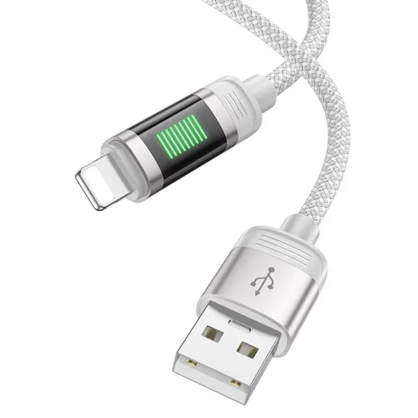 Дата кабель Hoco U126 Lantern 2.4A USB to Lightning (1.2m) — Серый — фото 3