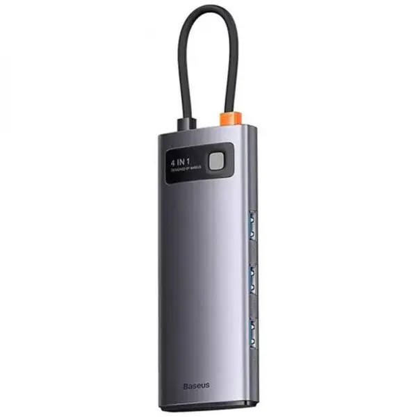 Переходник HUB Baseus Metal Gleam Series 4-in-1 4xUSB3.0 (WKWG070013) — Серый — фото 1 Переходник HUB Baseus Metal Gleam Series 4-in-1 4xUSB3.0 (WKWG070013) — Серый — фото 1