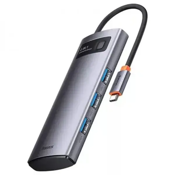 Переходник HUB Baseus Metal Gleam Series 4-in-1 4xUSB3.0 (WKWG070013) — Серый — фото 2 Переходник HUB Baseus Metal Gleam Series 4-in-1 4xUSB3.0 (WKWG070013) — Серый — фото 2