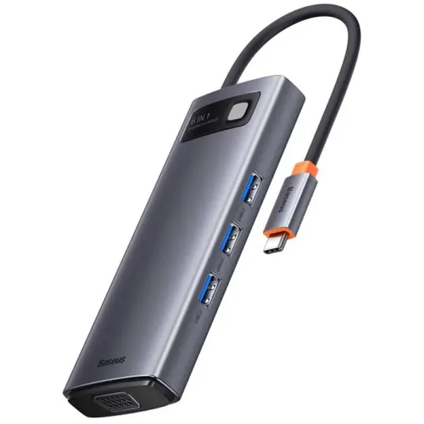 Переходник HUB Baseus Metal Gleam Series 6-in-1 Multifunctional Type-C (WKWG080013) — Серый — фото 1 Переходник HUB Baseus Metal Gleam Series 6-in-1 Multifunctional Type-C (WKWG080013) — Серый — фото 1