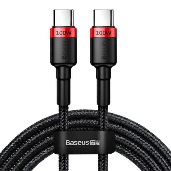 Дата кабель Baseus Cafule Type-C to Type-C PD2.0 100W (2m) (CATKLF-AL) — Красный — фото 1 Дата кабель Baseus Cafule Type-C to Type-C PD2.0 100W (2m) (CATKLF-AL) — Красный — фото 1