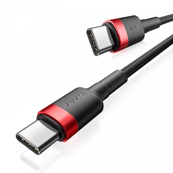 Дата кабель Baseus Cafule Type-C to Type-C PD2.0 100W (2m) (CATKLF-AL) — Красный — фото 2 Дата кабель Baseus Cafule Type-C to Type-C PD2.0 100W (2m) (CATKLF-AL) — Красный — фото 2