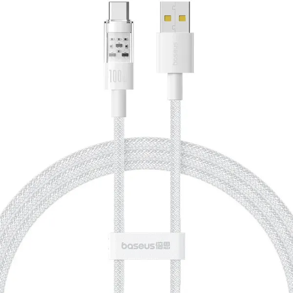 Дата кабель Baseus Gem Fast Charging USB to Type-C 100W (2m) (P10373002111) — Белый — фото 1 Дата кабель Baseus Gem Fast Charging USB to Type-C 100W (2m) (P10373002111) — Белый — фото 1