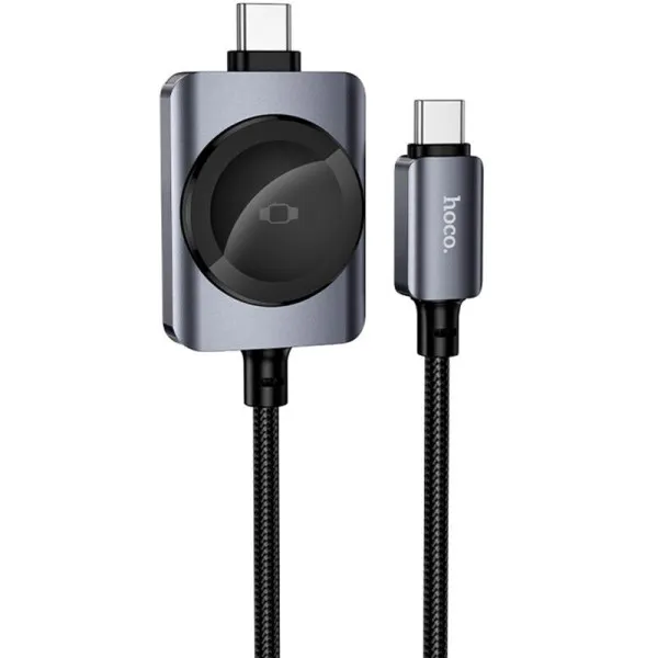 Дата кабель Hoco CW66 2in1 Type-C to iWatch/Type-C PD100W (1.2m) — Черный — фото 1