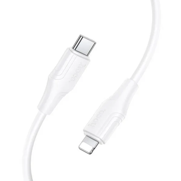 Дата кабель Hoco X124 Bien silicone Type-C to Lightning 27W (1m) — Белый — фото 3
