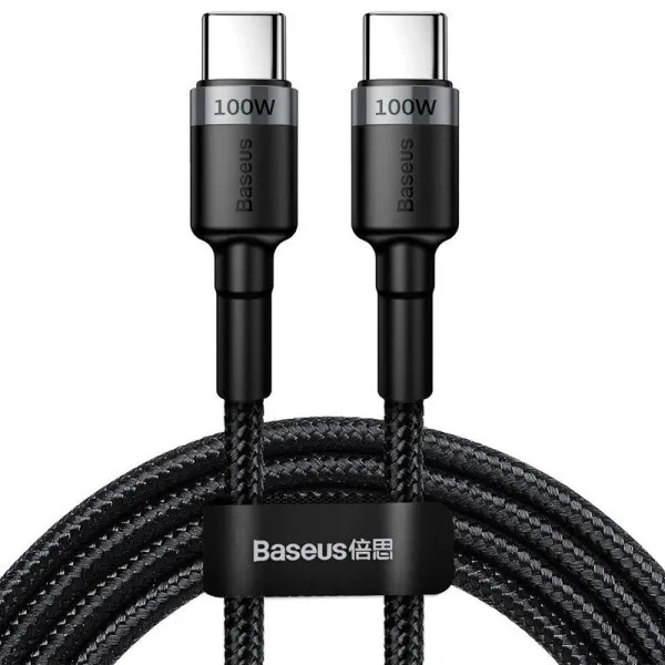 Дата кабель Baseus Cafule Type-C to Type-C PD2.0 100W (2m) (CATKLF-AL) — Серый — фото 1