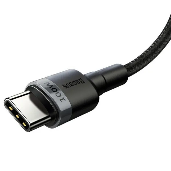Дата кабель Baseus Cafule Type-C to Type-C PD2.0 100W (2m) (CATKLF-AL) — Серый — фото 3