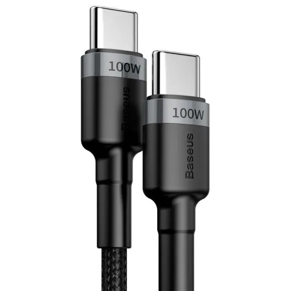 Дата кабель Baseus Cafule Type-C to Type-C PD2.0 100W (2m) (CATKLF-AL) — Серый — фото 4