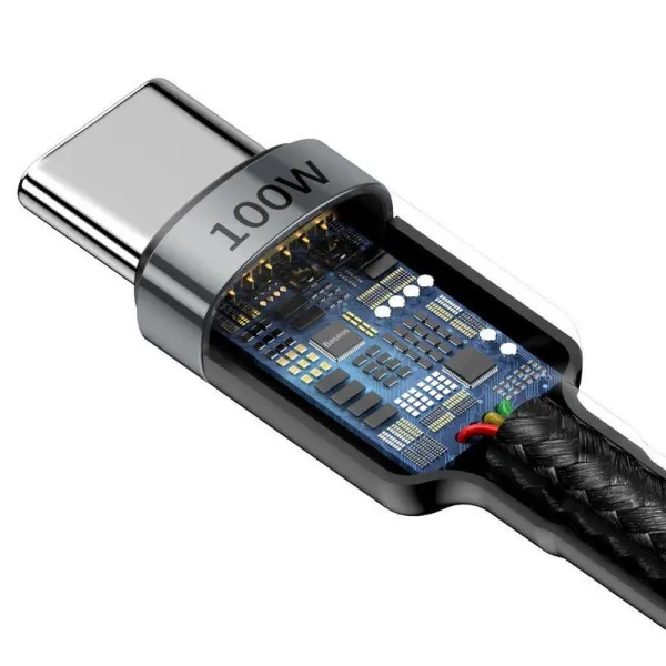 Дата кабель Baseus Cafule Type-C to Type-C PD2.0 100W (2m) (CATKLF-AL) — Серый — фото 5
