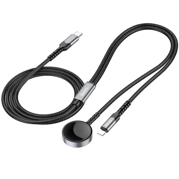 Дата кабель Hoco CW54 2in1 Type-C to iWatch/Lightning 2.5W (1.2m) — Черный — фото 3