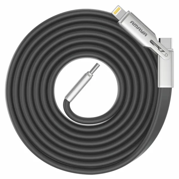 Дата кабель Amaya ACD-325X 2in1 Type-C to Lightning/Type-C 240W (1.2m) — Чорний — фото 1 Дата кабель Amaya ACD-325X 2in1 Type-C to Lightning/Type-C 240W (1.2m) — Чорний — фото 1