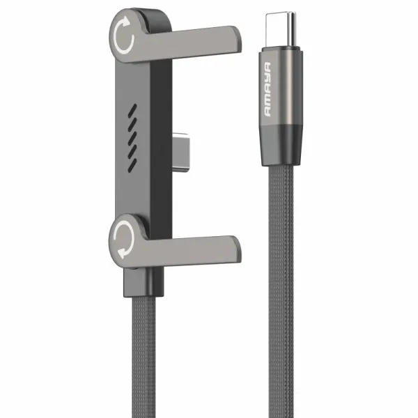 Дата кабель Amaya 327CC side plug and stand Type-C to Type-C 240W (1.5m) — Чорний — фото 1 Дата кабель Amaya 327CC side plug and stand Type-C to Type-C 240W (1.5m) — Чорний — фото 1