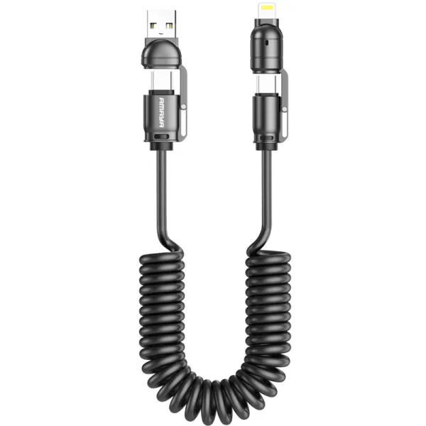 Дата кабель Amaya ACD-330 4in1 Type-C/USB to Lightning/Type-C 240W (2m) — Чорний — фото 1 Дата кабель Amaya ACD-330 4in1 Type-C/USB to Lightning/Type-C 240W (2m) — Чорний — фото 1