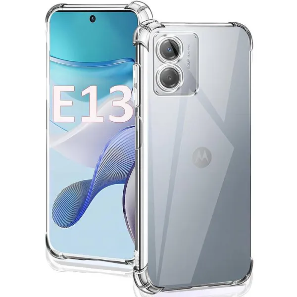 TPU чехол GETMAN Ease logo усиленные углы Full Camera для Motorola Moto E13 — Прозрачный — фото 1