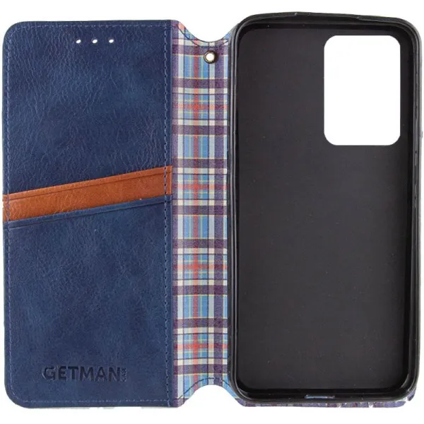 Кожаный чехол-книжка GETMAN Cubic (PU) для Motorola Moto G05 / E15 — Синий — фото 2