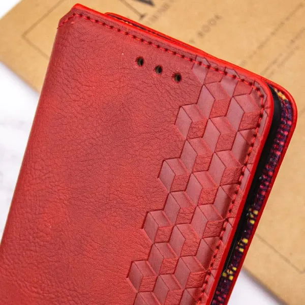 Кожаный чехол-книжка GETMAN Cubic (PU) для Oppo A98 — Красный — фото 4 Кожаный чехол-книжка GETMAN Cubic (PU) для Oppo A98 — Красный — фото 4