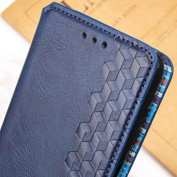 Кожаный чехол-книжка GETMAN Cubic (PU) для Oppo A98 — Синий — фото 4 Кожаный чехол-книжка GETMAN Cubic (PU) для Oppo A98 — Синий — фото 4