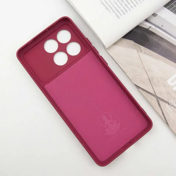 Чехол TPU GETMAN Liquid Silk Full Camera для Xiaomi Poco X6 Pro — Бордовый — фото 3