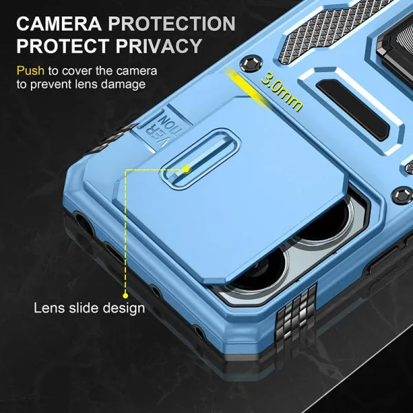 Ударопрочный чехол Camshield Army Ring для Xiaomi Poco X6 Pro — Голубой — фото 2