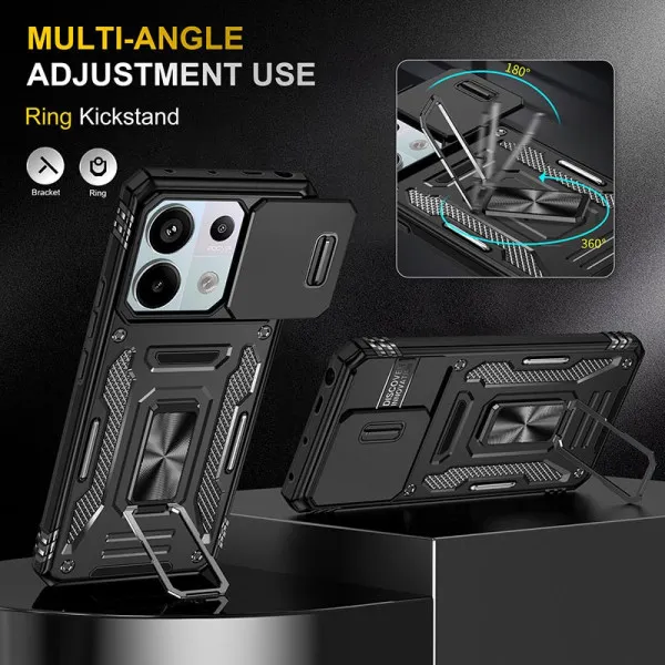 Ударопрочный чехол Camshield Army Ring для Xiaomi Poco X6 Pro — Черный — фото 3