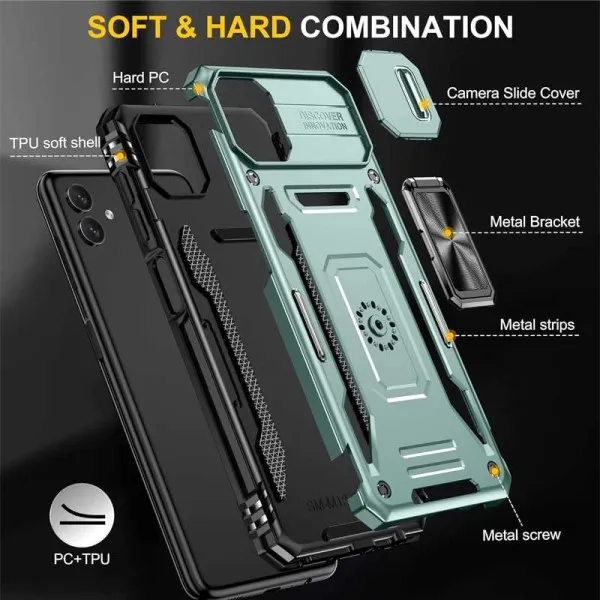 Ударопрочный чехол Camshield Army Ring для Samsung Galaxy A08 / A07 / A07s — Зеленый — фото 2