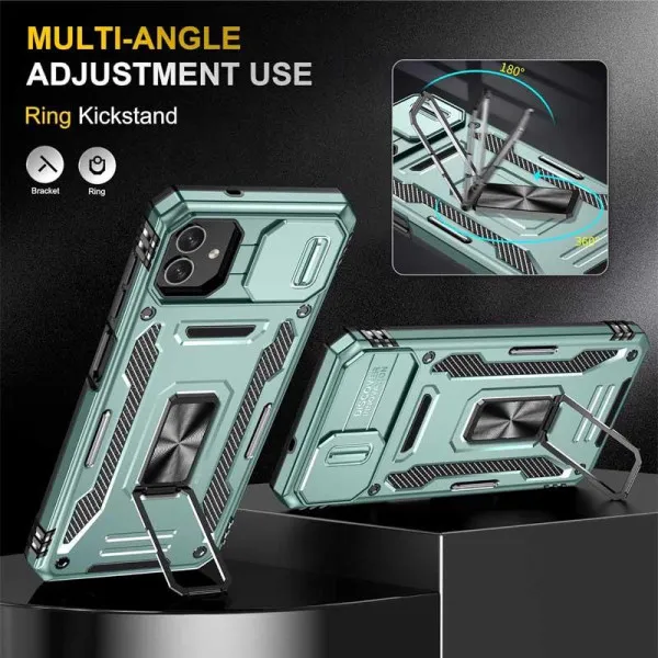 Ударопрочный чехол Camshield Army Ring для Samsung Galaxy A08 / A07 / A07s — Зеленый — фото 5