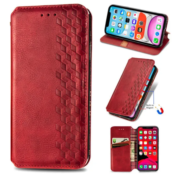 Кожаный чехол-книжка GETMAN Cubic (PU) для Samsung Galaxy A12 / M12 — Красный — фото 4