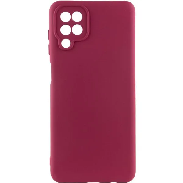 Чехол TPU GETMAN Liquid Silk Full Camera для Samsung Galaxy A12 — Бордовый — фото 1