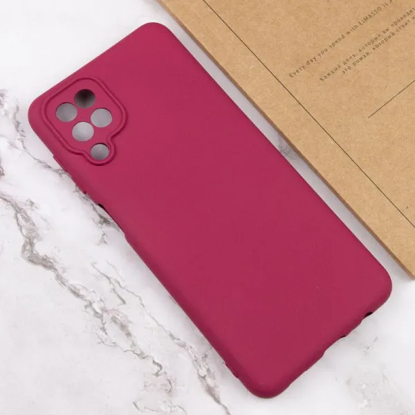 Чехол TPU GETMAN Liquid Silk Full Camera для Samsung Galaxy A12 — Бордовый — фото 4