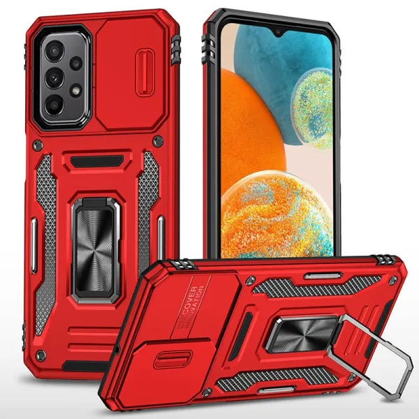Ударопрочный чехол Camshield Army Ring для Samsung Galaxy A13 4G / A04s — Красный — фото 1