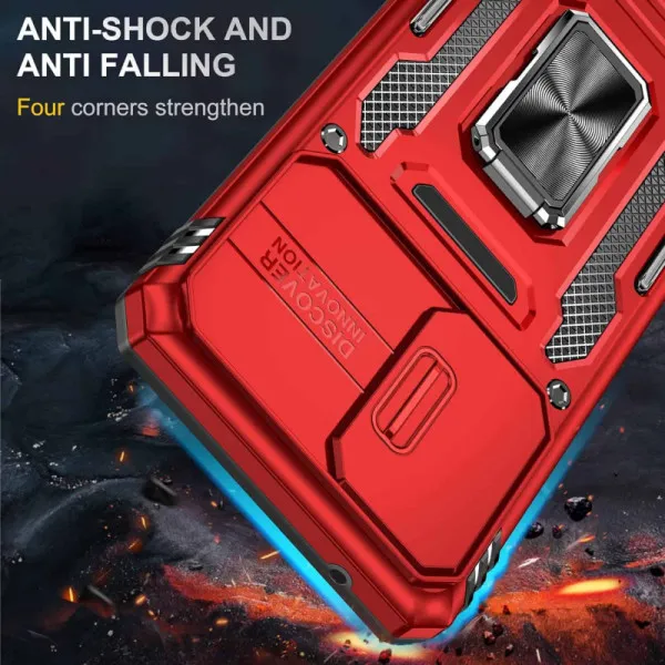 Ударопрочный чехол Camshield Army Ring для Samsung Galaxy A13 4G / A04s — Красный — фото 3