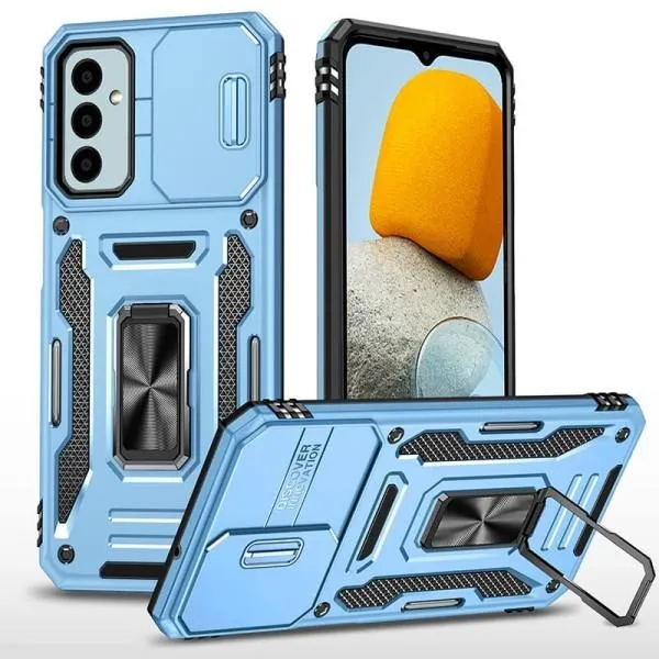 Ударопрочный чехол Camshield Army Ring для Samsung Galaxy A14 4G/5G — Голубой — фото 4
