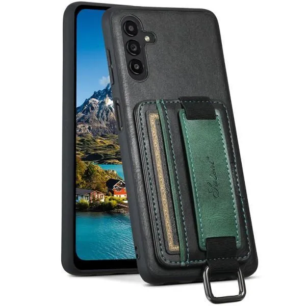 Кожаный чехол Wallet case and straps для Samsung Galaxy A14 4G/5G — Черный — фото 2
